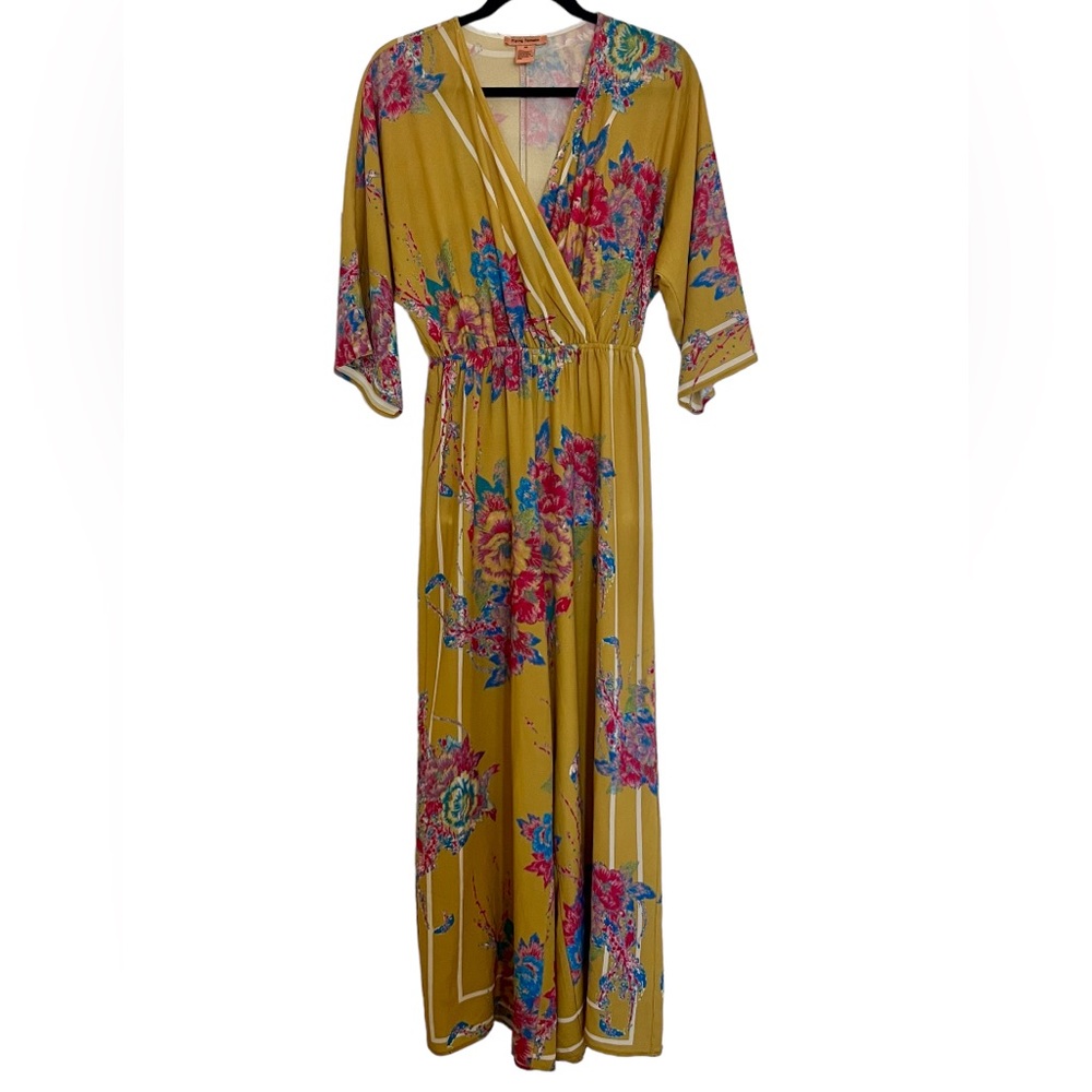 Flying Tomato Vibrant Floral Jumpsuit Wide Leg Faux Wrap